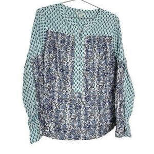 Sundance Floral Printed Peasant Explorer To Sz M Blue White